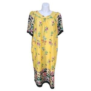 Anthony Richards VTG Women's 4X Mumu House Patio Dress Lounge Yellow Floral NWOT